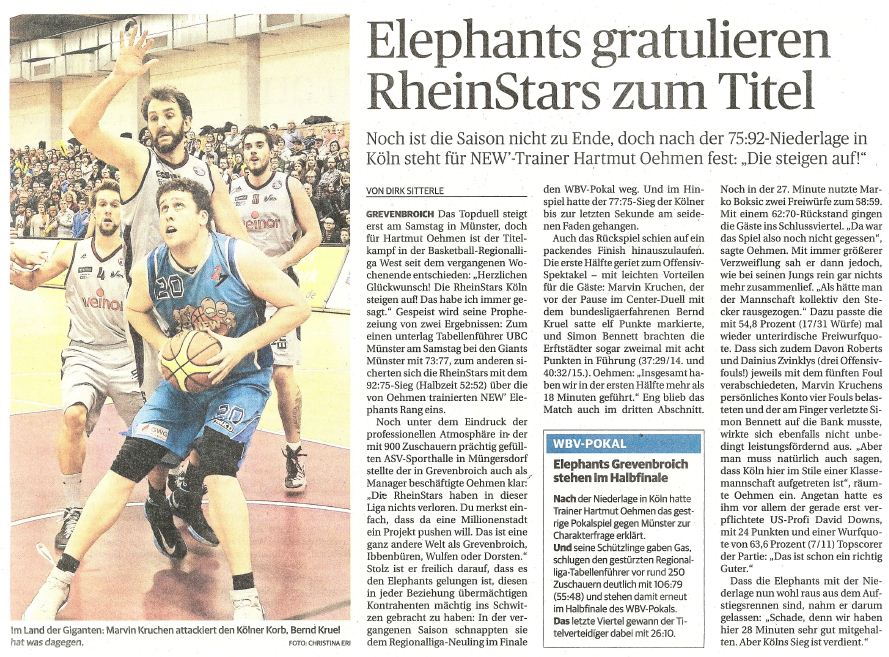 02.02.2015 Elephants gratulieren Rheinstars